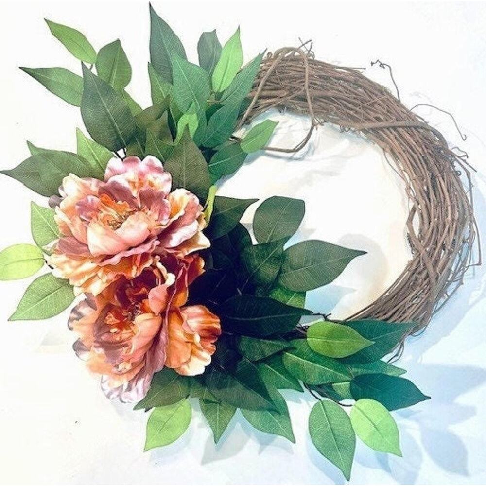Floral Wreath | Floral Orange Flower Wreath | Rustic Wreath | Home Decor Wreath